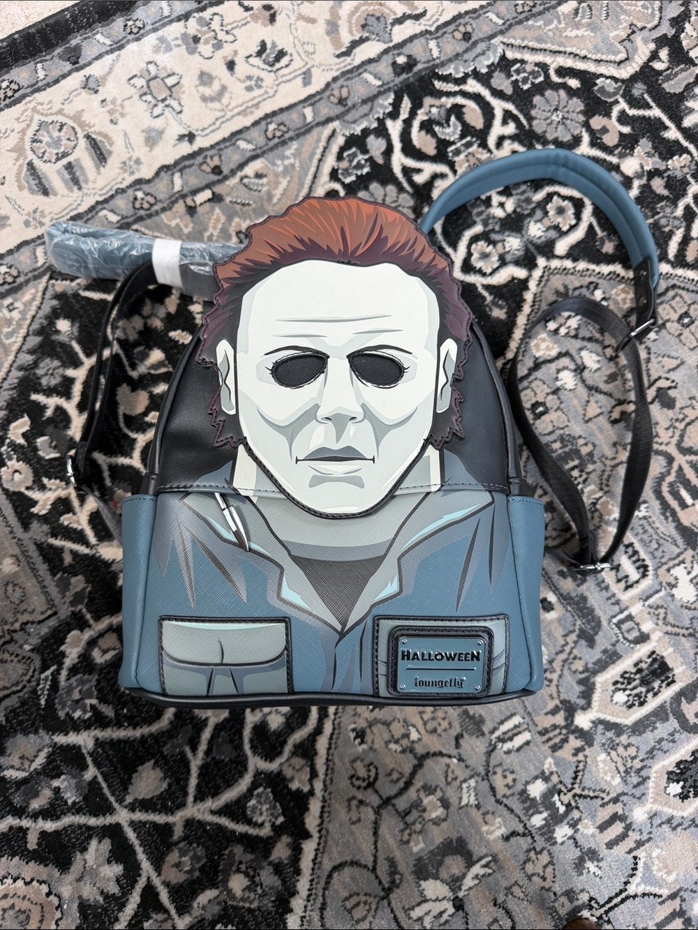 NWT Loungefly Michael Myers Backpack   Blue & Black. Halloween. Glows in Dark